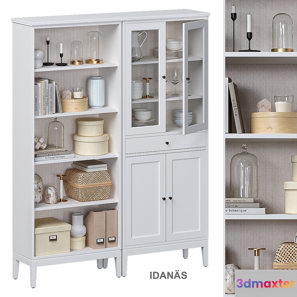Idanäs Ikea Open cabinet with glass doors