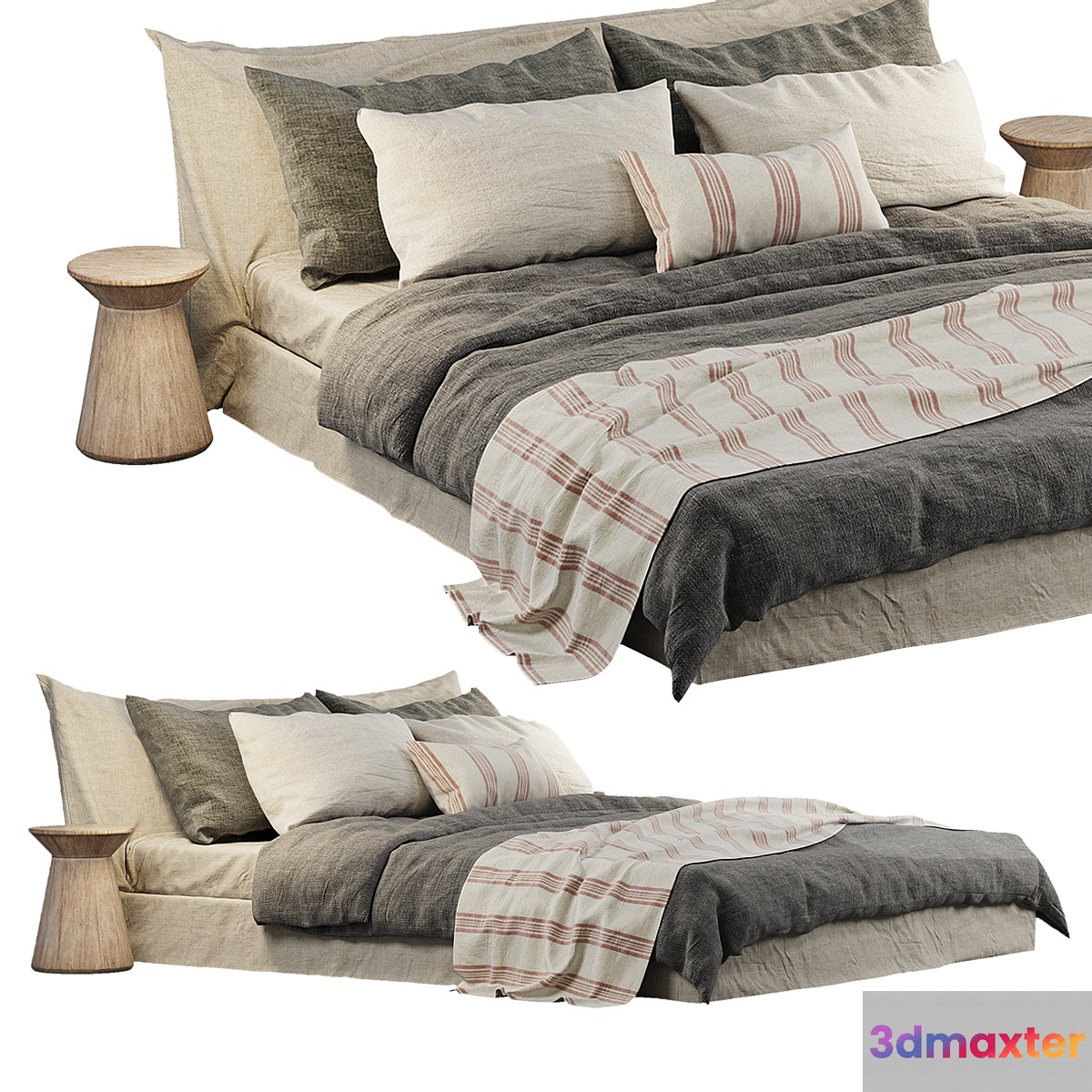 Cozy Bed with Zara Home Linen bedding and Bedhead