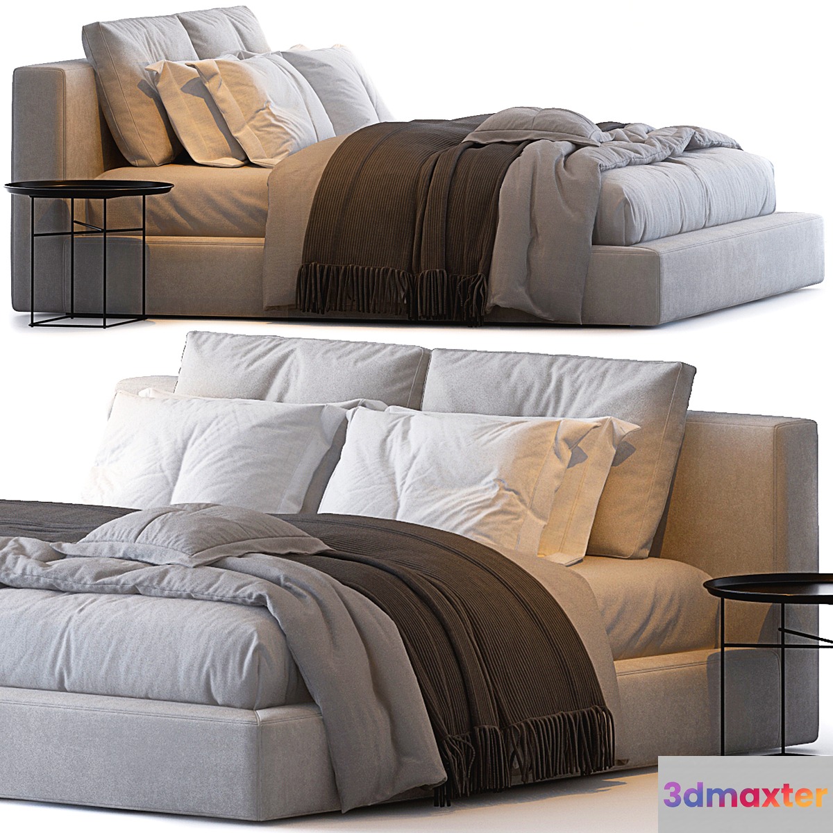 Cloud slipcovered platform bed 3D Max