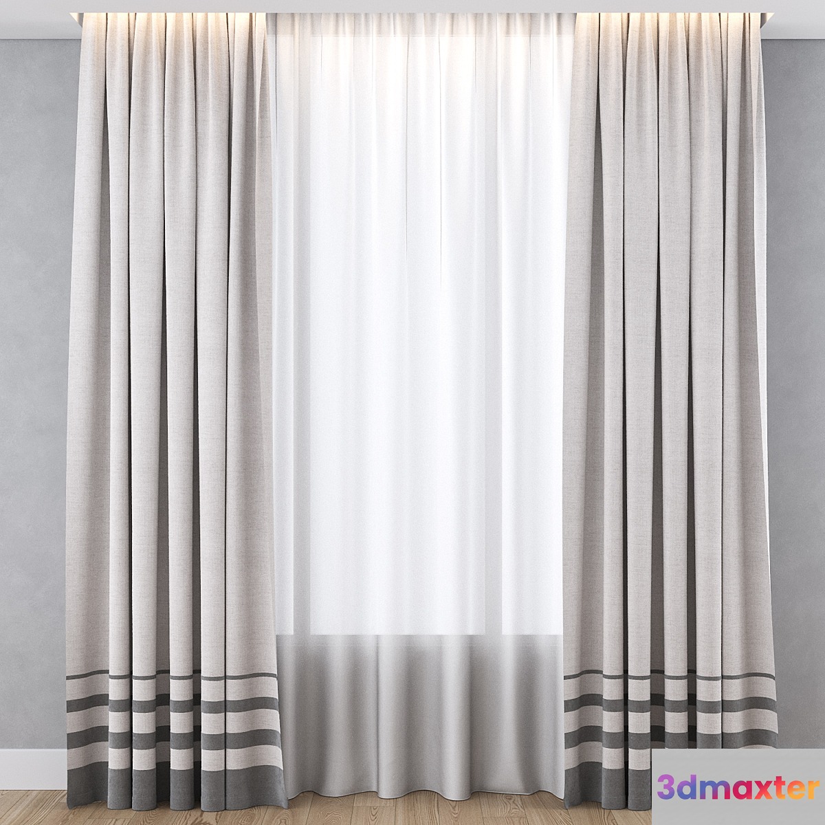Curtain with gray stripes