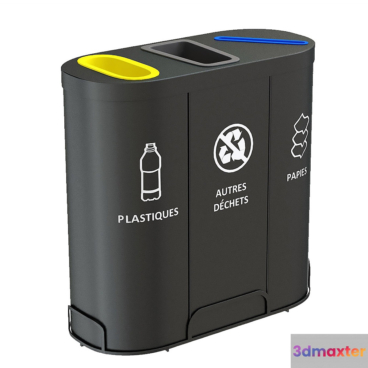 MALMO Office Waste Recycling Bin with 3 Containers