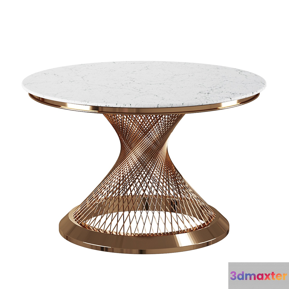 Garda Decor DINING TABLE ROUND ARTIFICIAL MARBLE _ GOLD