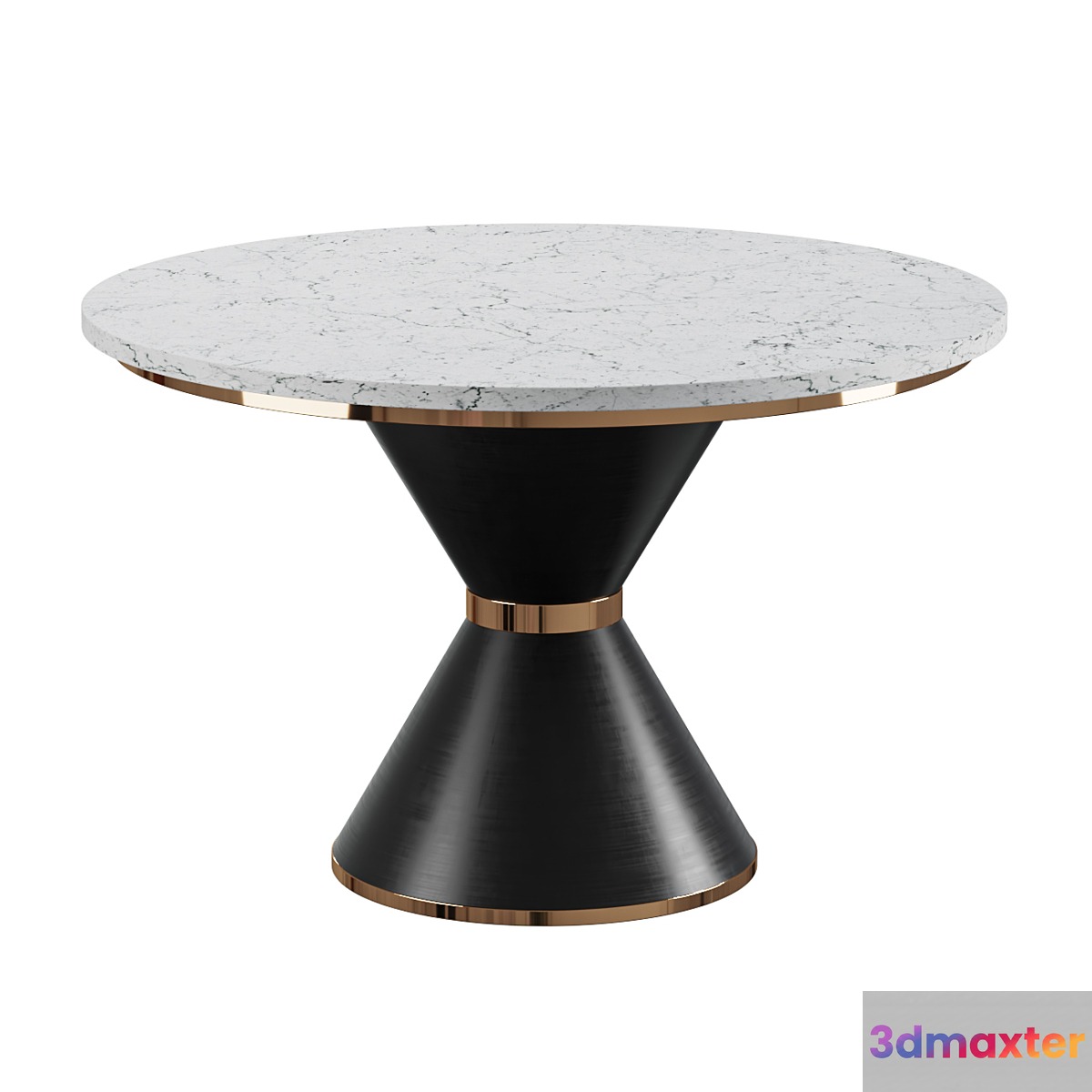 DINING TABLE ROUND ARTIFICIAL MARBLE _ BLACK METAL