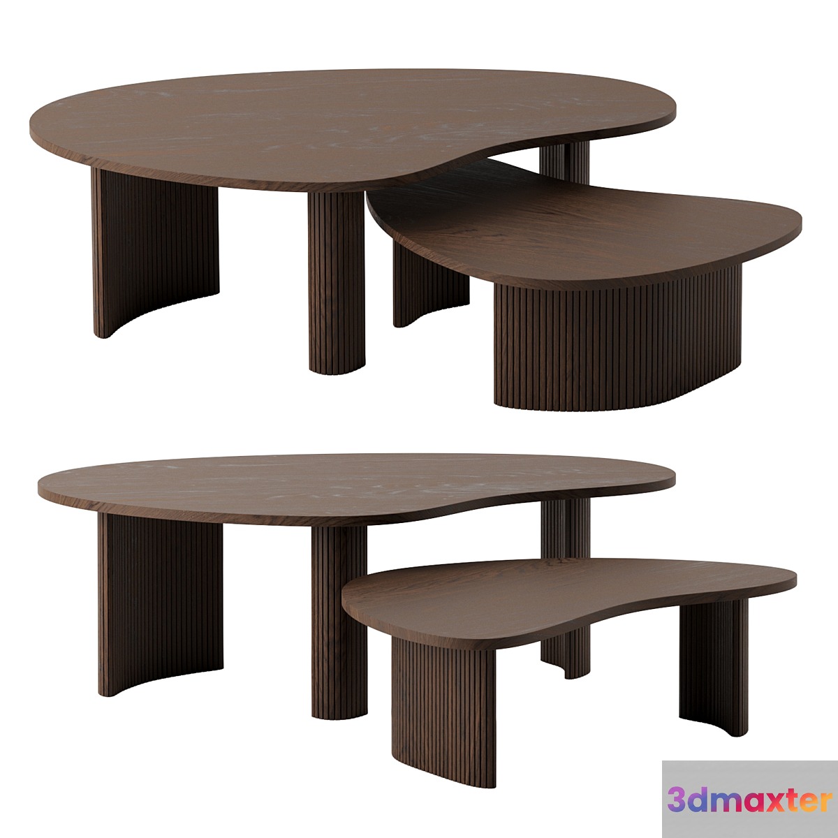 Mahogany Boomerang coffee tables by Ethnicraft
