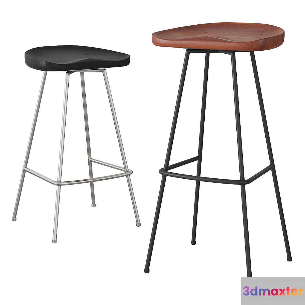 Rejuvenation Randle tractor bar stool and counter stool with metal legs 3D Max