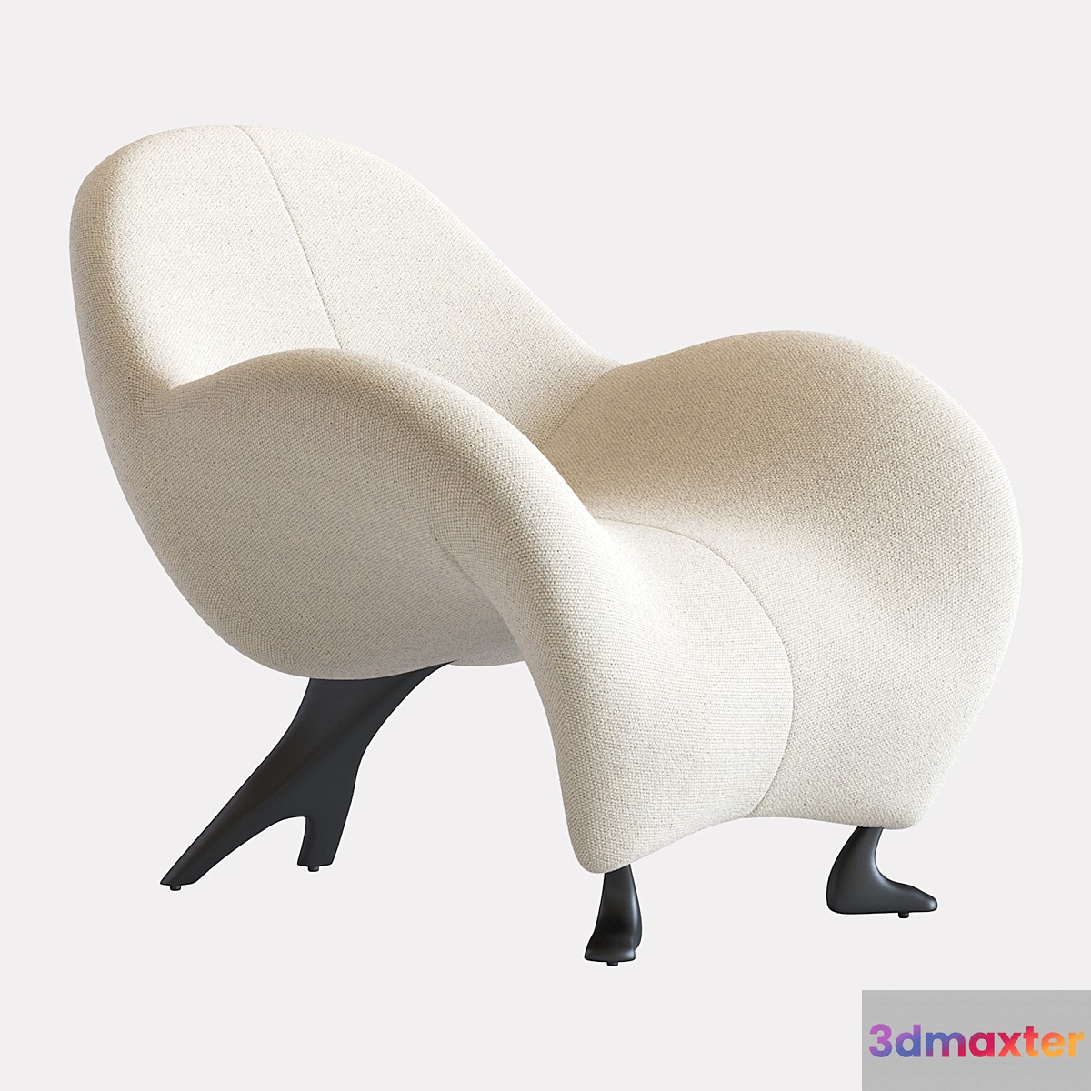 Papageno Chair by Leolux Upholstered in Bouclé Fabric 'Monza 00' - No.2