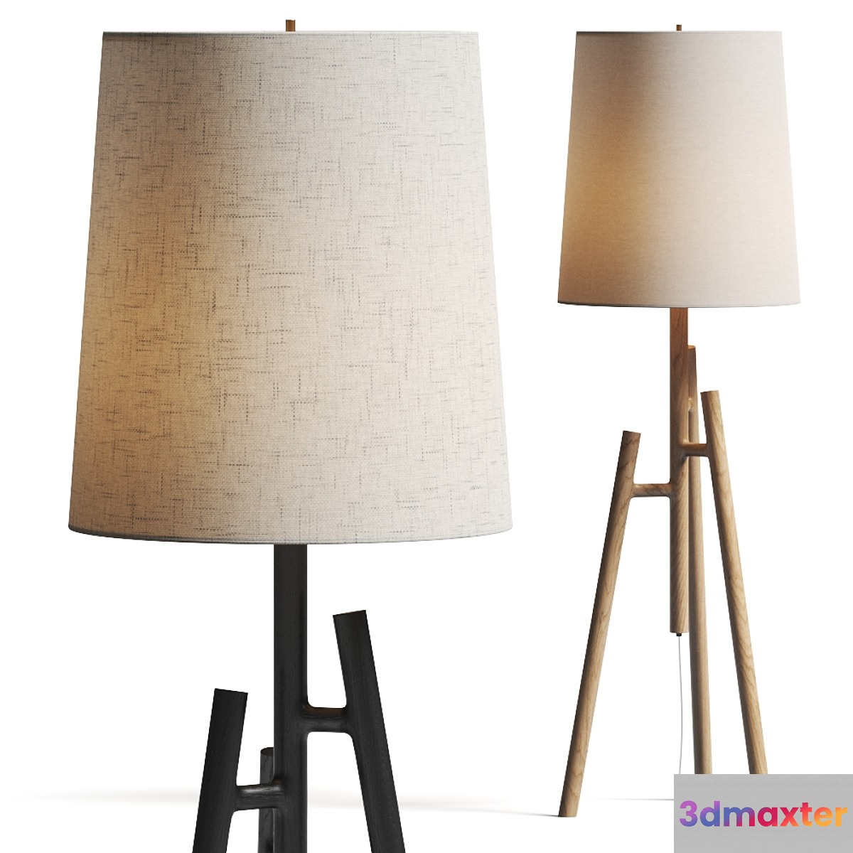 Crate and Barrel Lockeland Walnut Tripod Floor Lamp