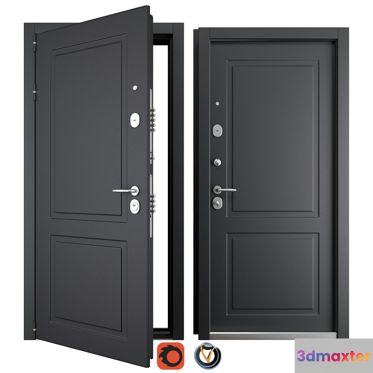 Entrance metal door Scandi 2 (Holz) 3D Max
