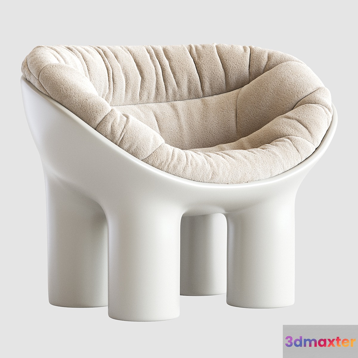Roly Poly Polyethylene Armchair in Concrete with Cushions by Faye Toogood - No.6