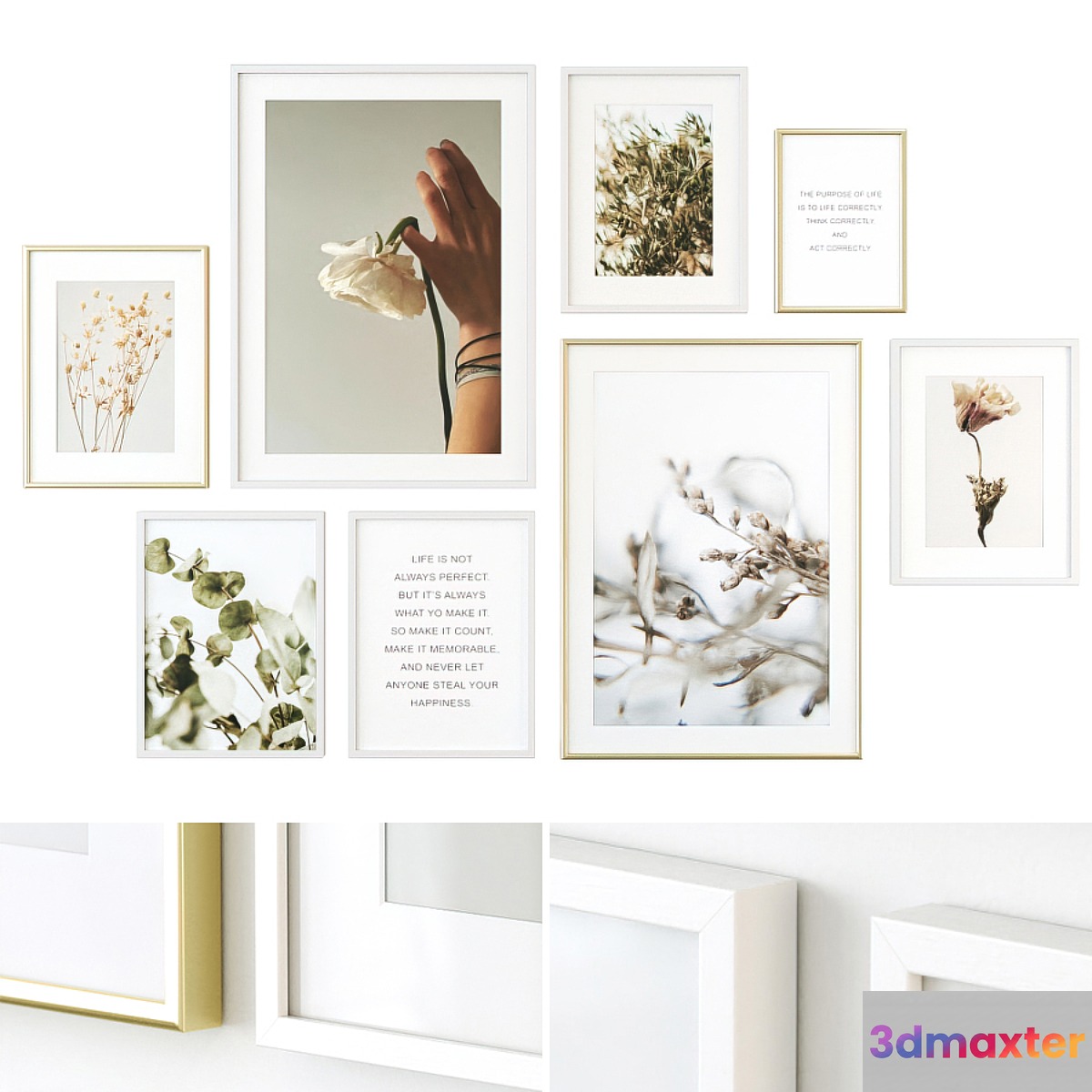 Scandinavian style posters set 3D Max