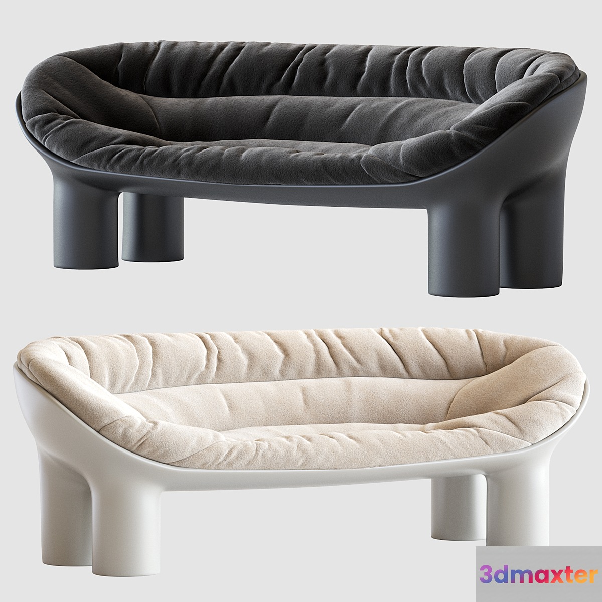 Roly Poly Polyethylene Sofa in Concrete with Cushions by Faye Toogood - No.2
