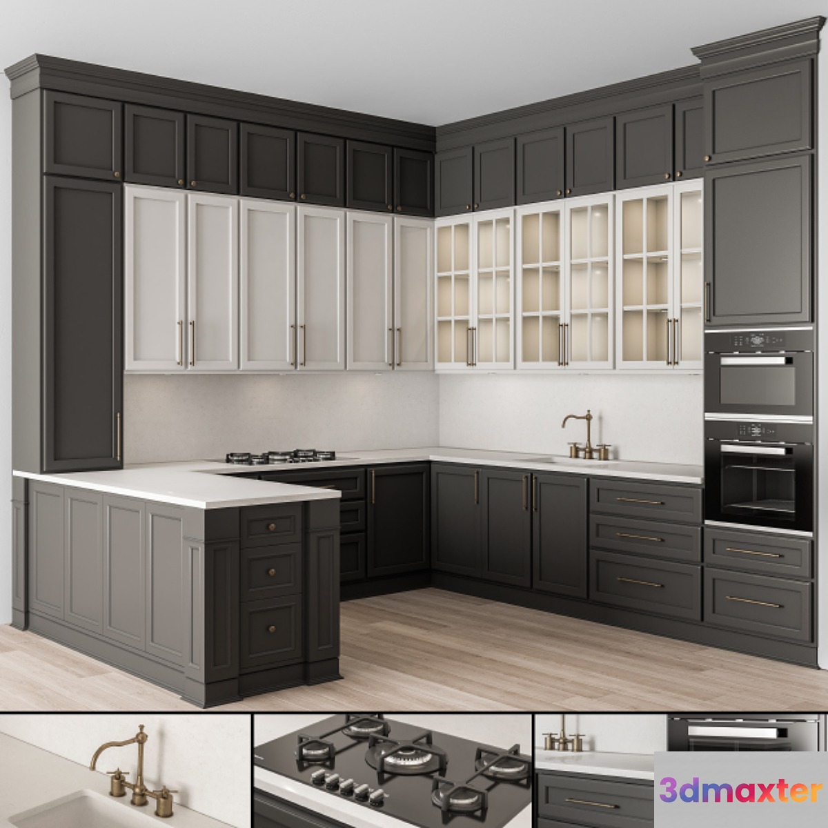 Kitchen Neo Classic Black and White - Set 48 3D Max