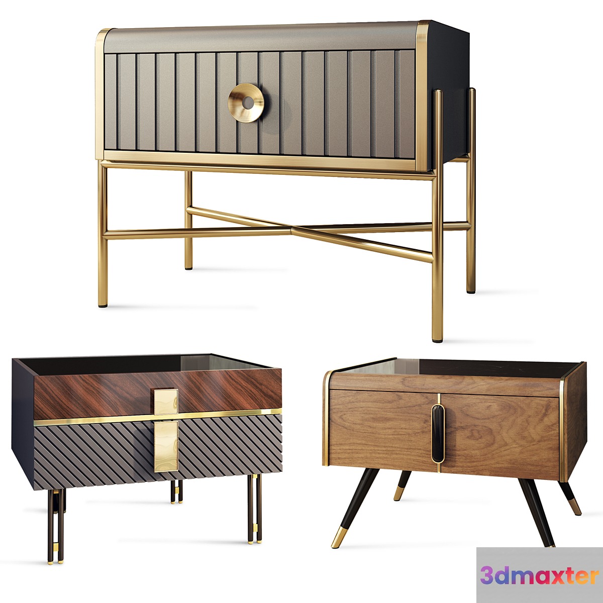 Bedside table Art Deco set. Nightstand Flora Alize Loca Boss by Vivense