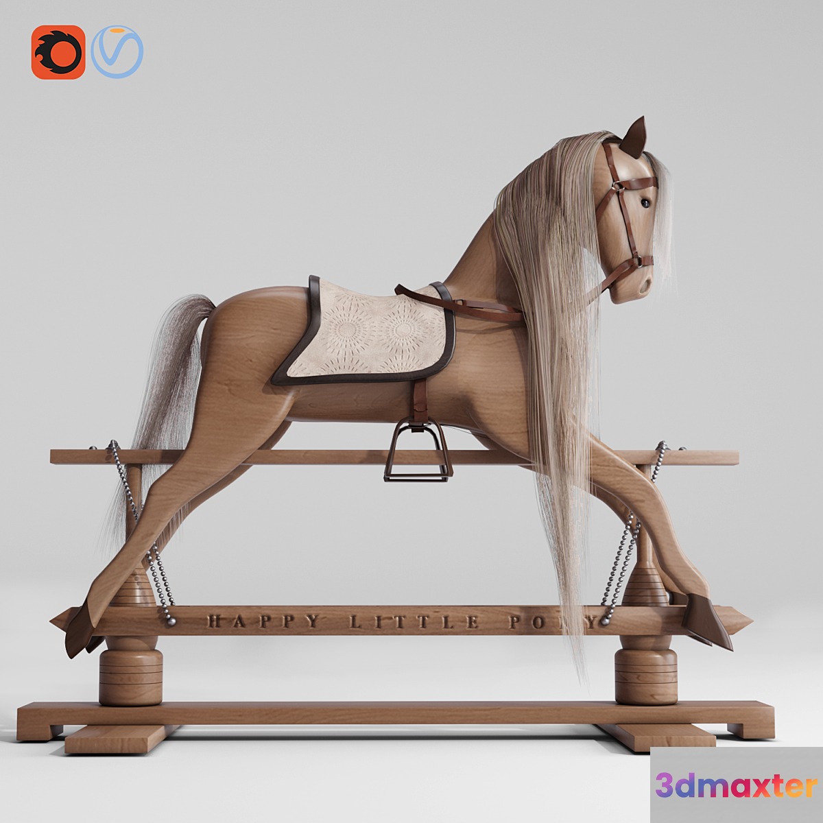 Rocking Horse Pony chair toy Rocker for Kids Children 3D Max