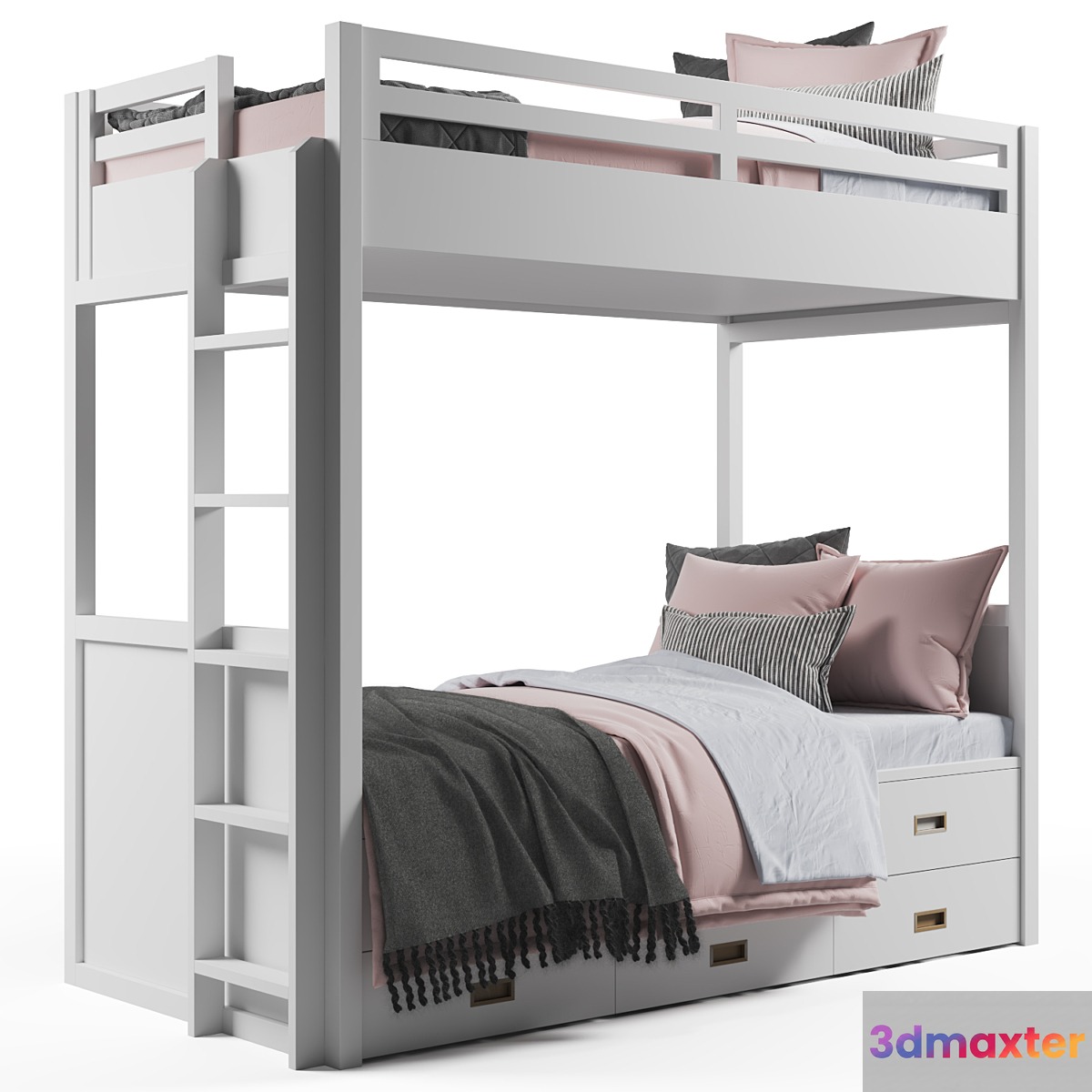 Avalon Bunk Bed with Trundle 3D Max