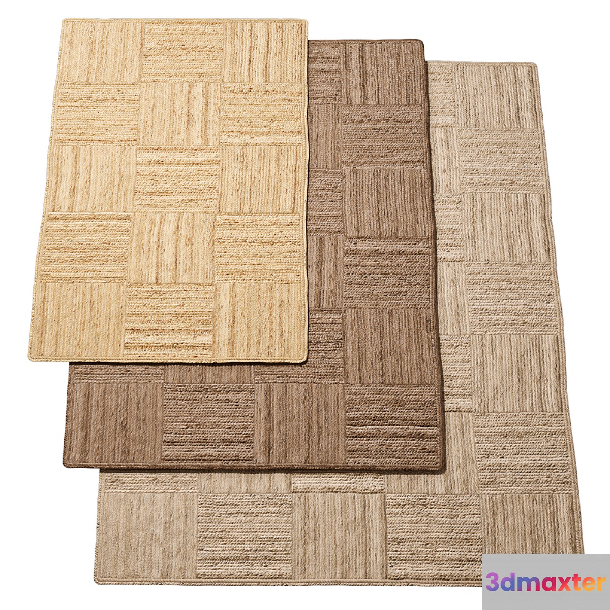 Natural Checker Braided Jute Rug 3D Max