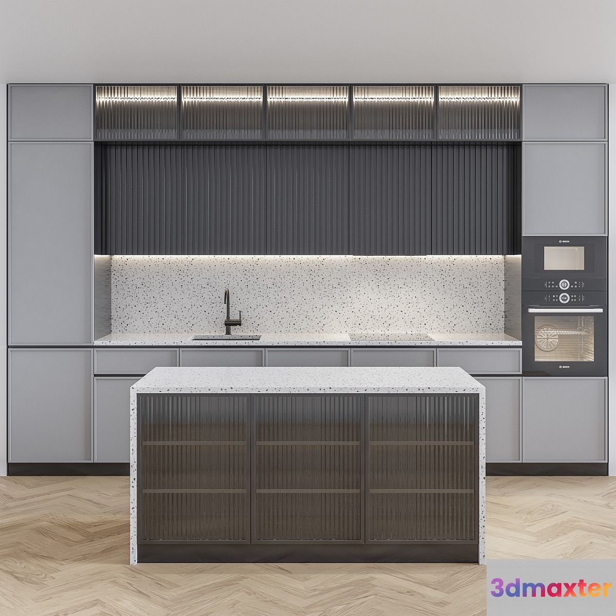 Kitchen No.1 - Gray Terazzo 3D Max
