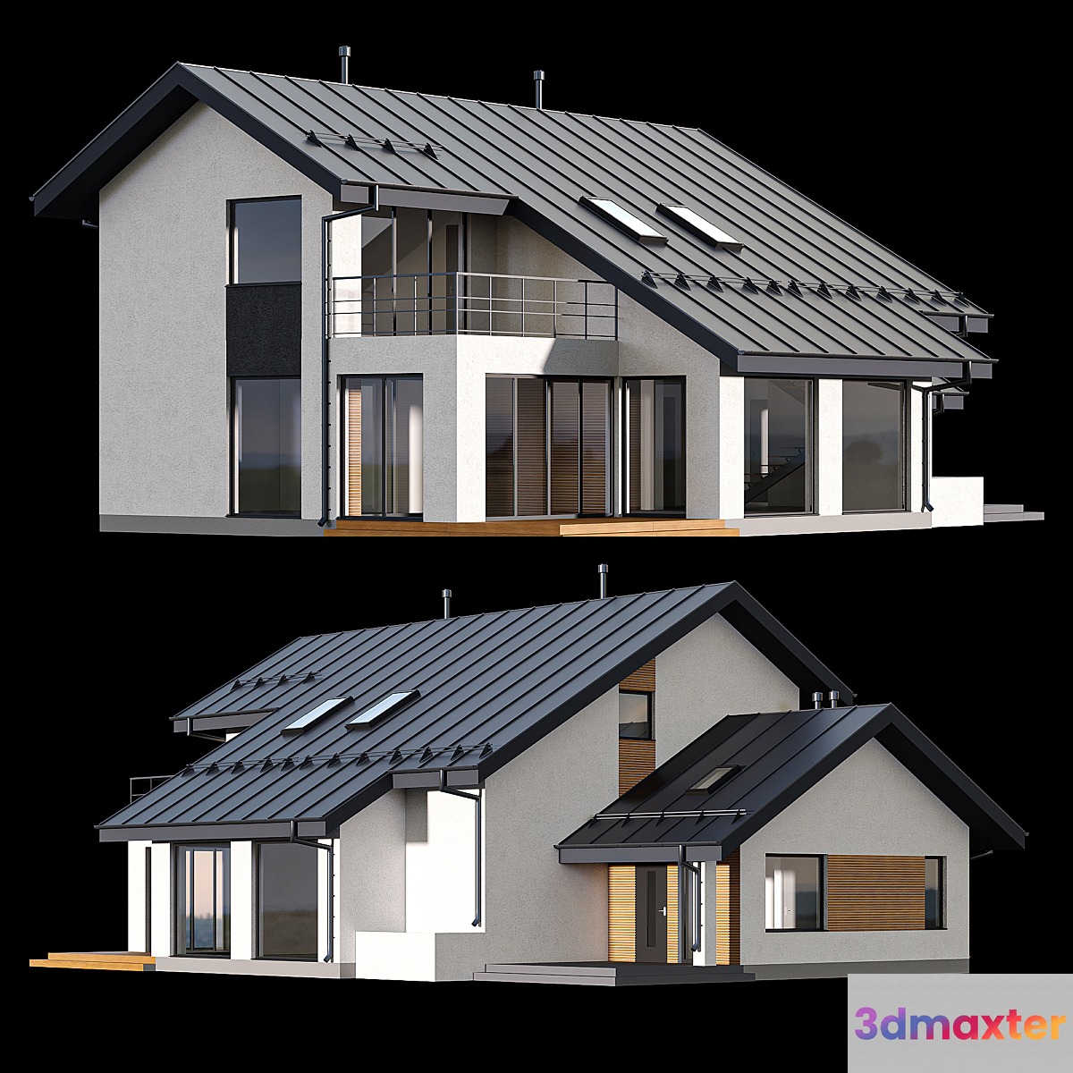 Two-storey cottage with click seam roof