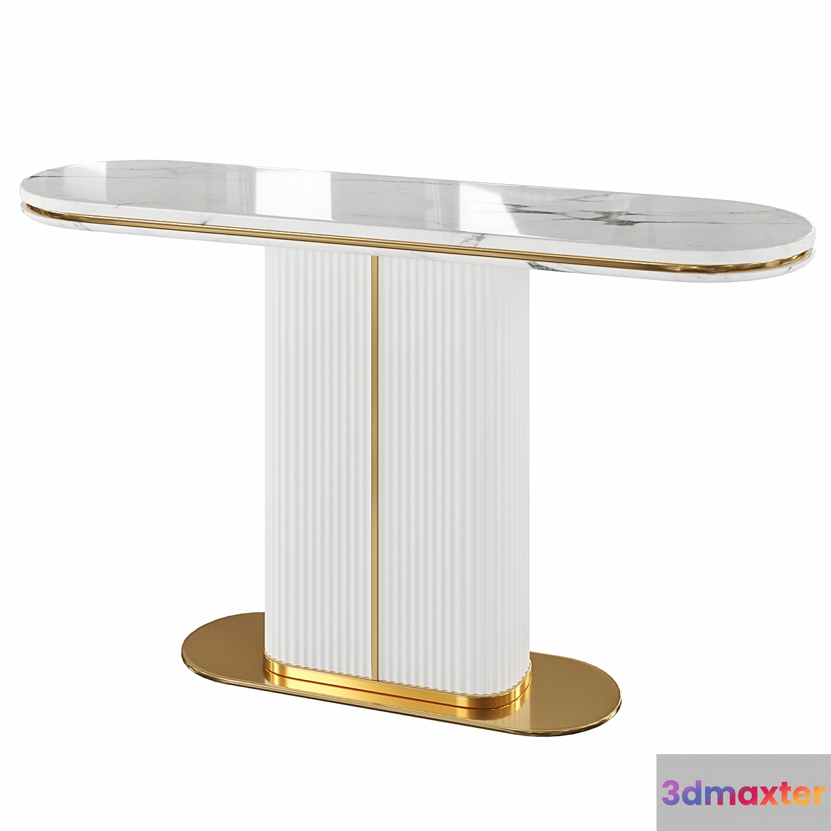 Narrow Console Table with Marble Top MDF Base
