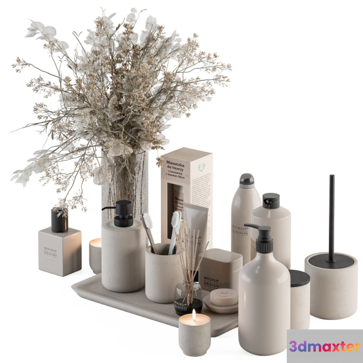 Bathroom accessory Set with Dried Plants Set 20
