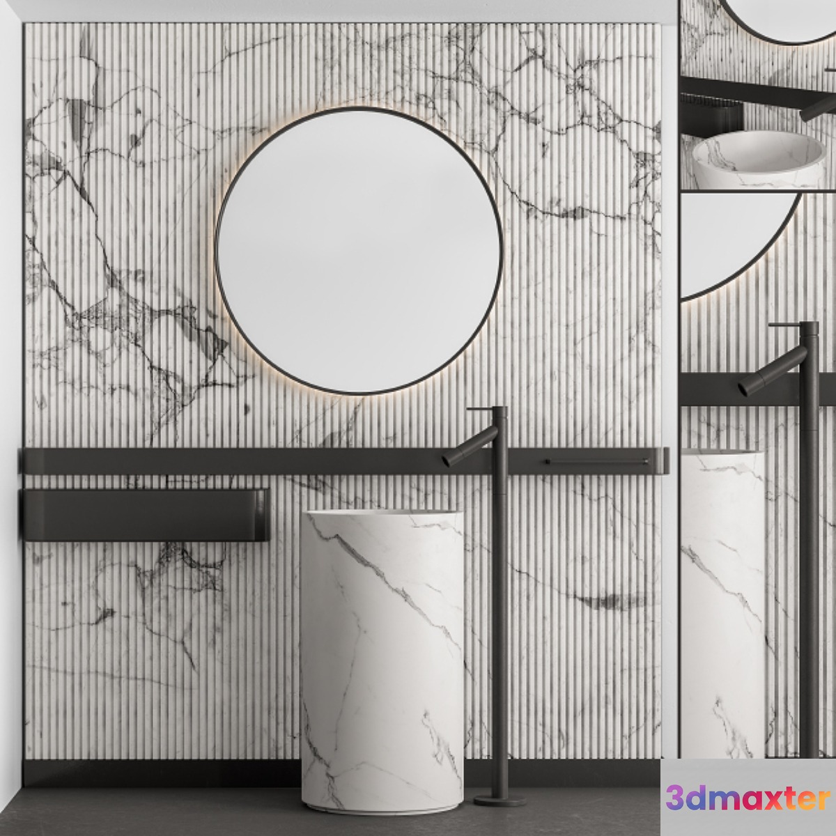 Bathroom Set Marble Wall - Set 31 3D Max