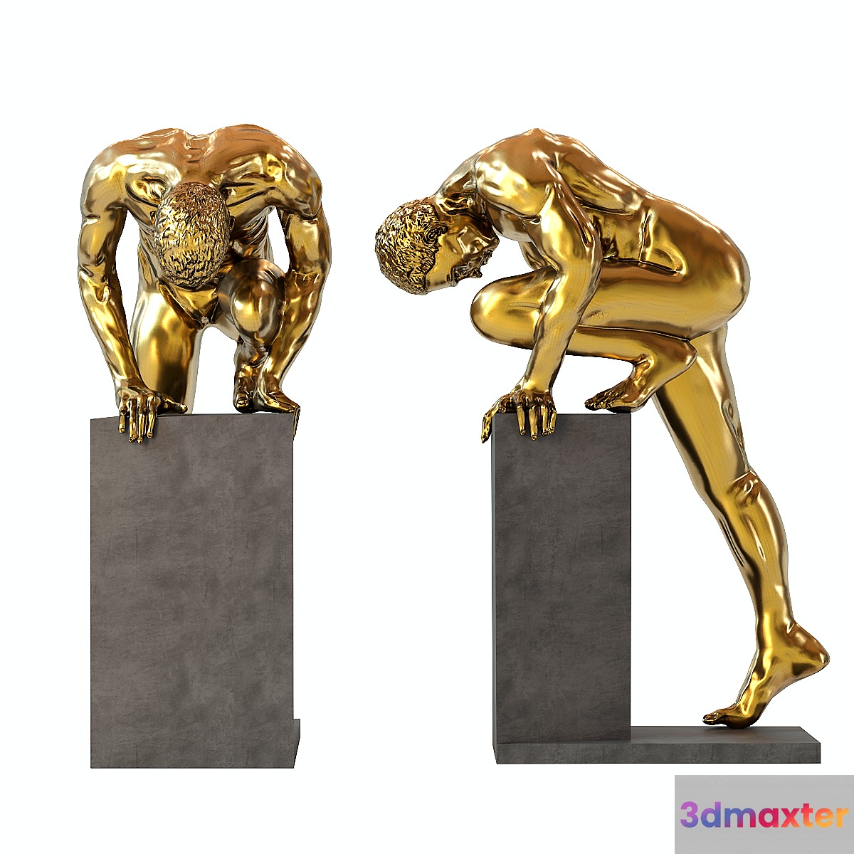 Deco Object Nude Man Stand Bronze - No.4