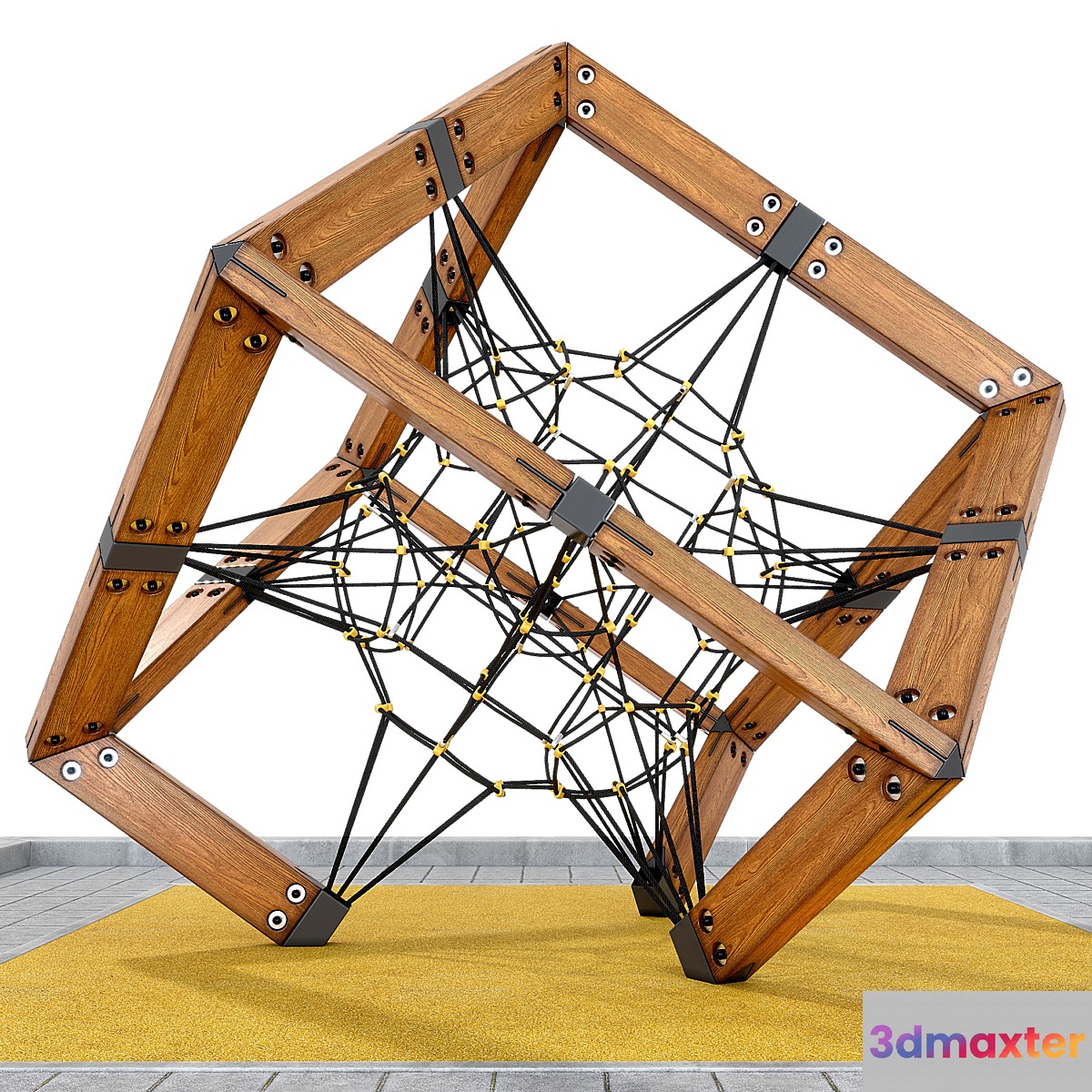 Children's play rope complex Cube. Playground 3D Max