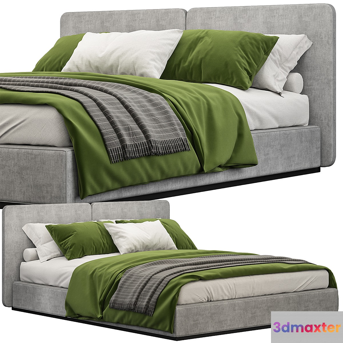 Minotti tatlin green bed 3D Max