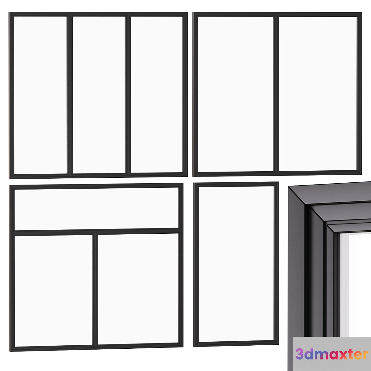Stained glass windows _ panoramic glazing 01 3D Max