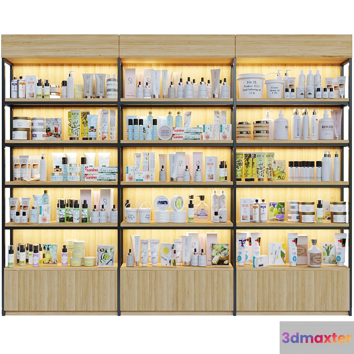 Showcase in a pharmacy with cosmetic care products 8