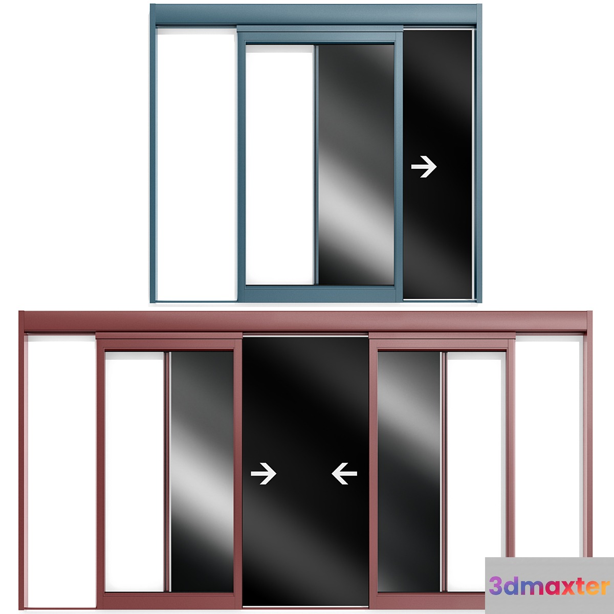 Sliding stained glass aluminum automatic door 3D Max
