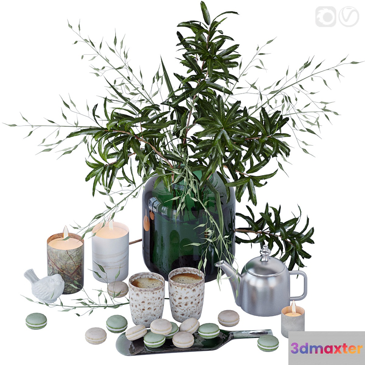 Kitchen set with mango branches 2