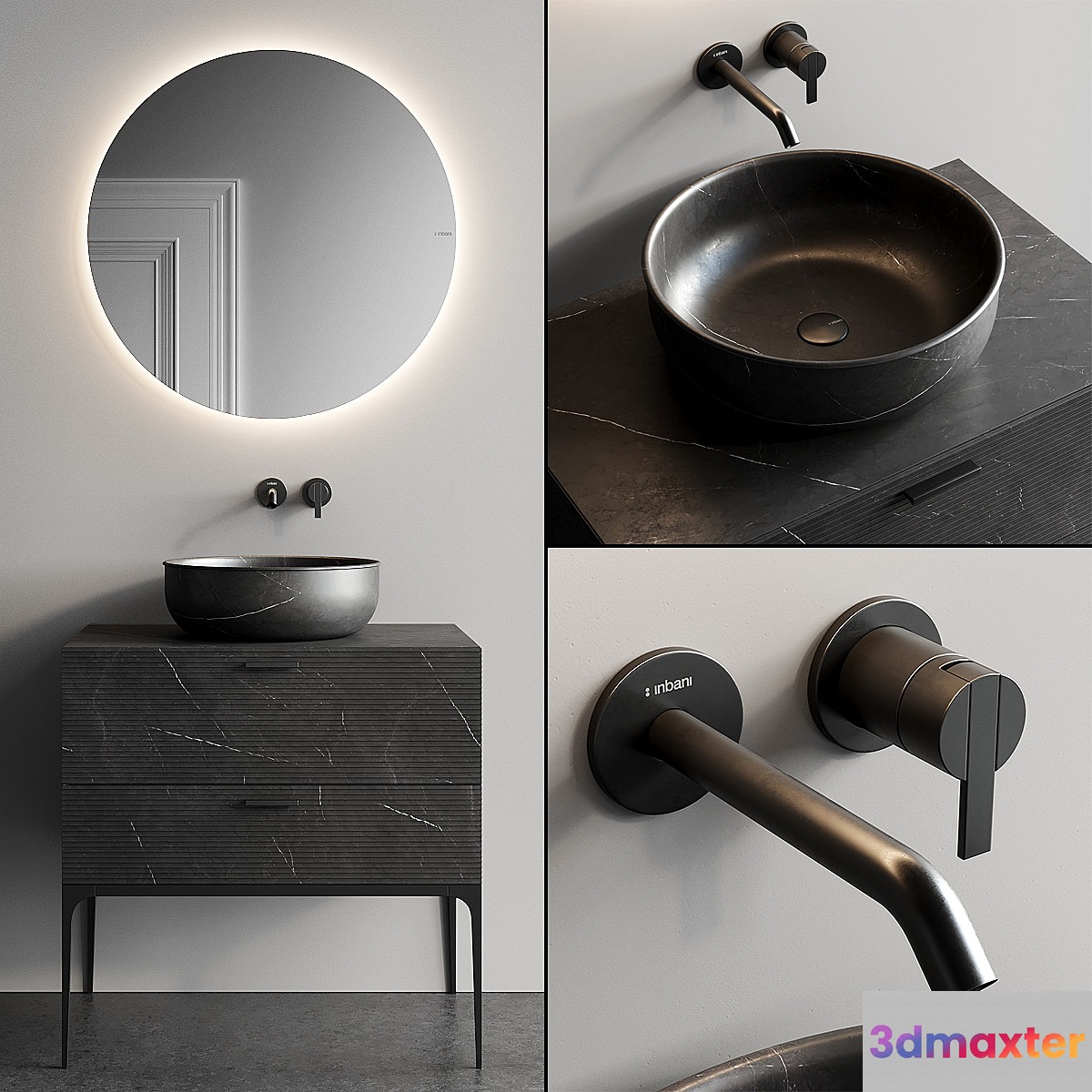 Inbani Grate 02 Vanity Unit Set 4 3D Max