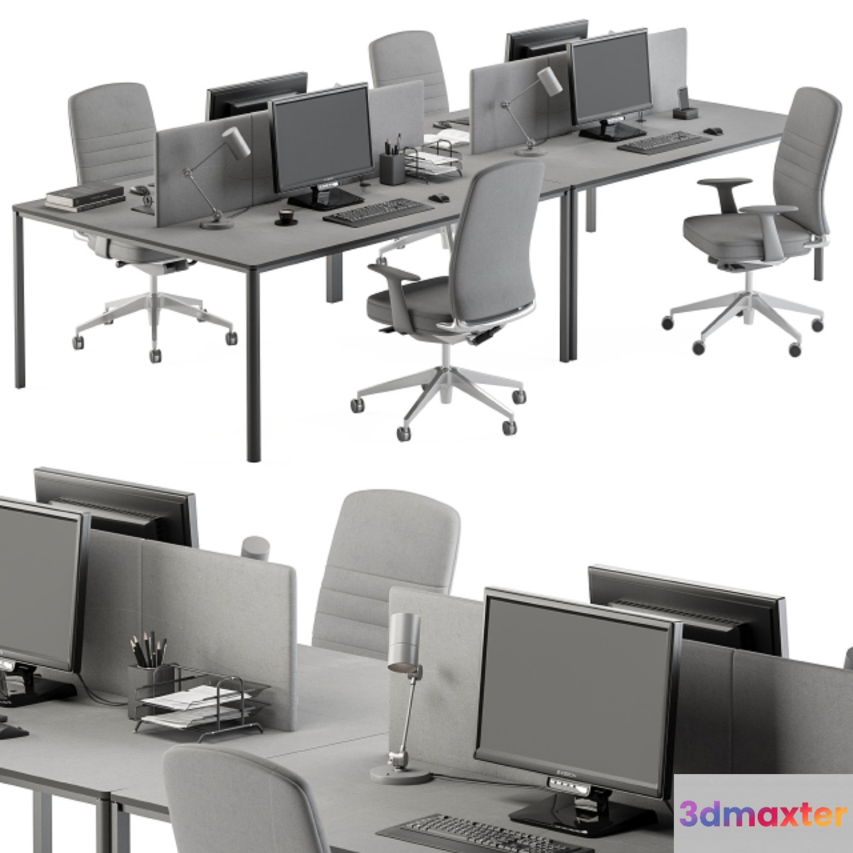 employee Desk Gray Set - Office Furniture 237