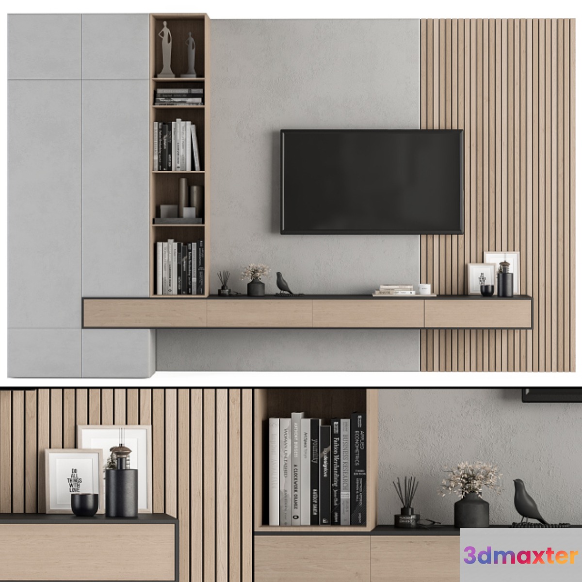 TV Wall Wood and Concrete - Set 26 - No.2