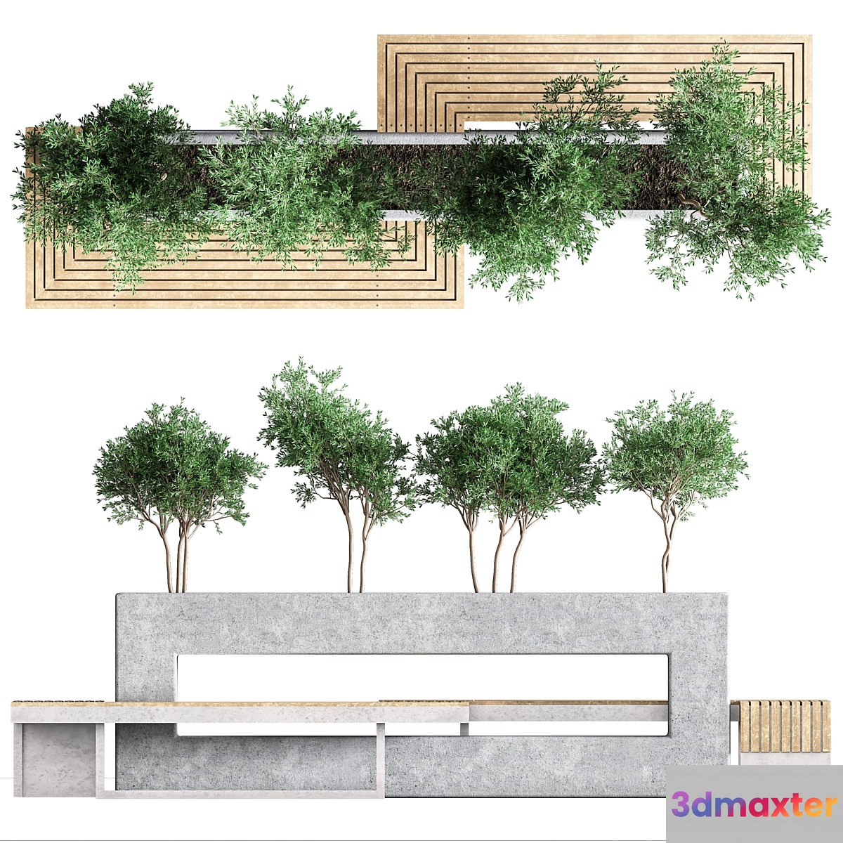 urban park bench 2 3D Max