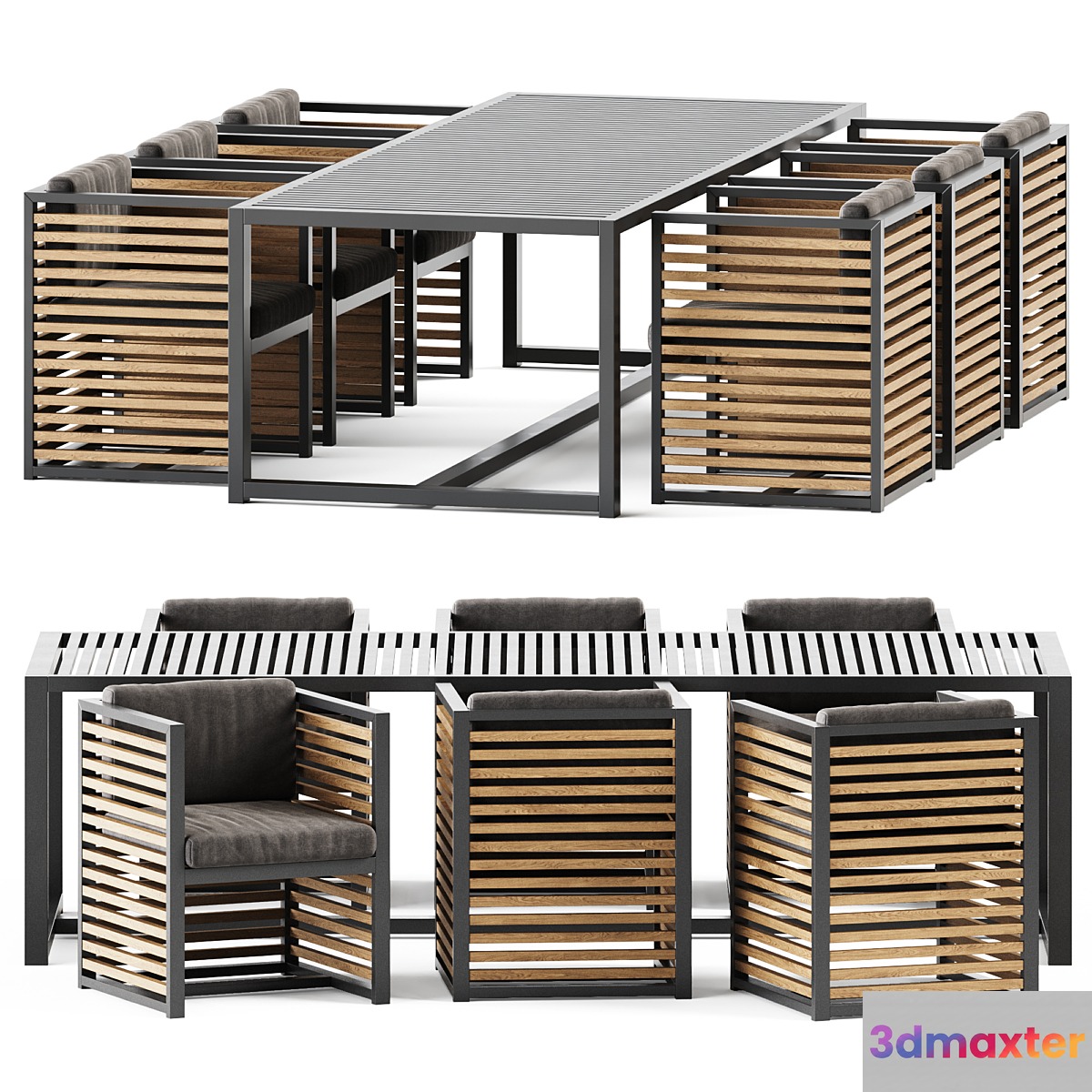Outdoor Table and Armchair Dna teak by Gandia Blasco _ Outdoor furniture