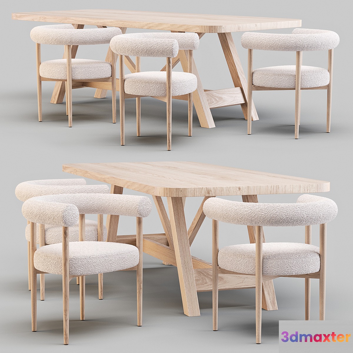 Dining Set: Crate and Barrel (Aya Table and Mazz Boucle Chair)