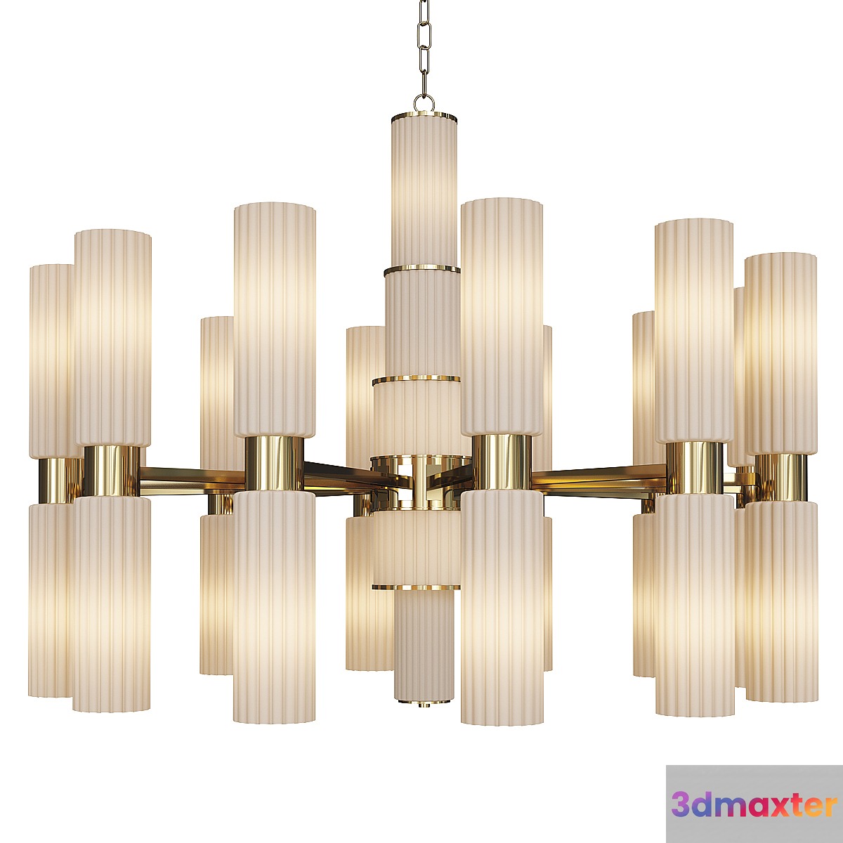 Gold and white glass chandelier