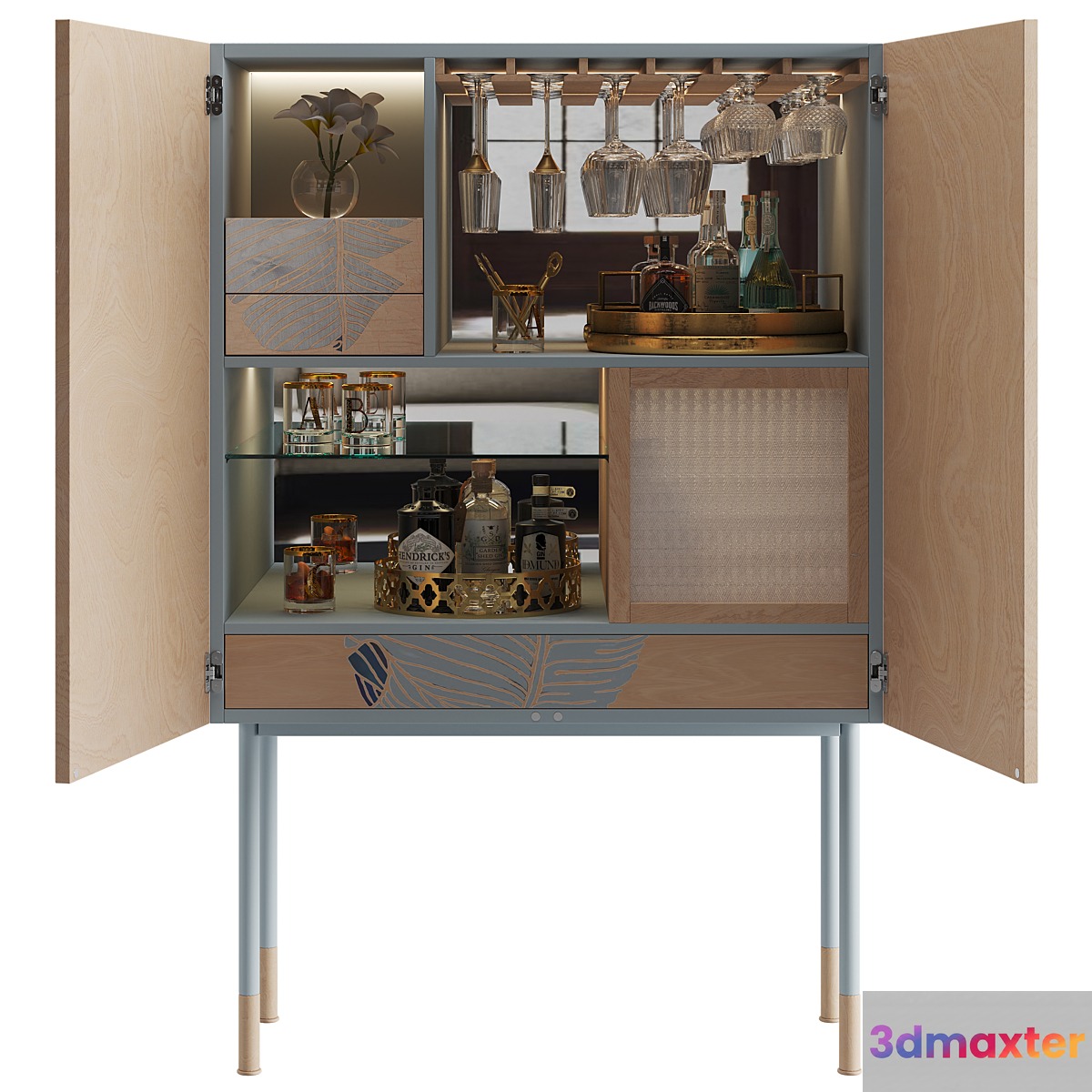 1st DIBS 21st Century Basjoo Bar Cabinet 3D Max