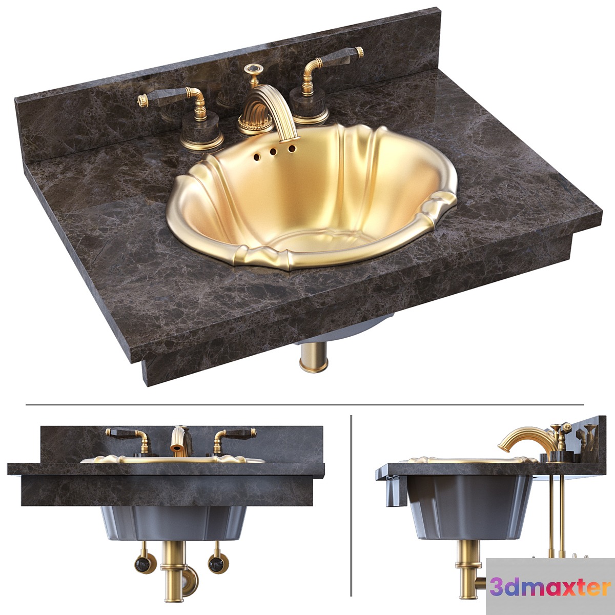 Sherle Wagner faucet and sink 3D Max
