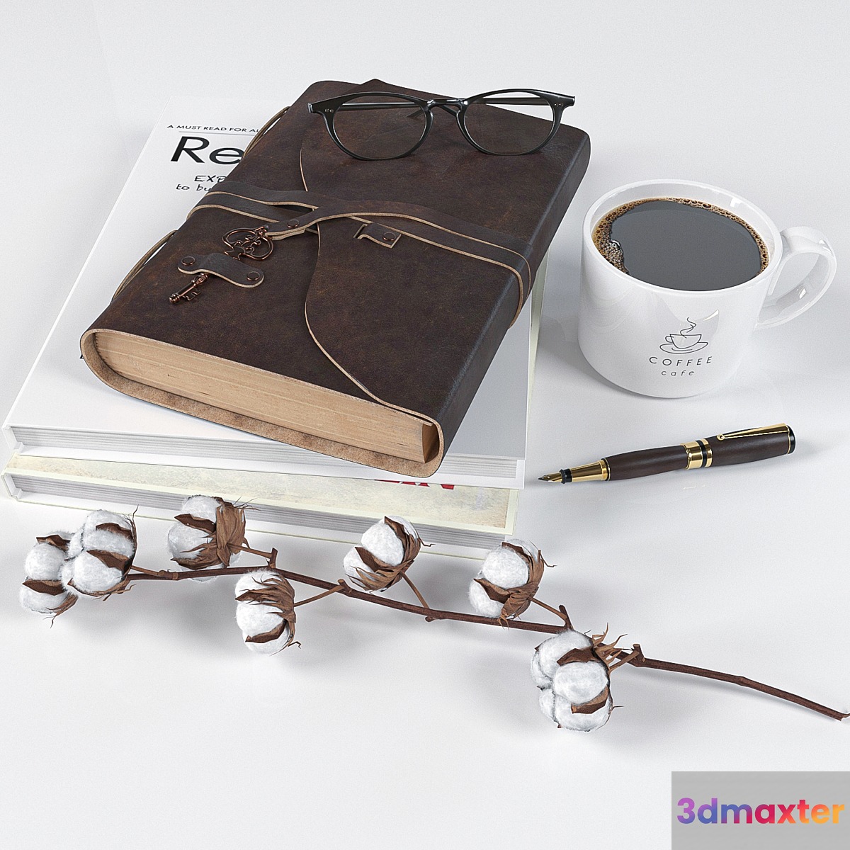 decoration set book_001 3D Max
