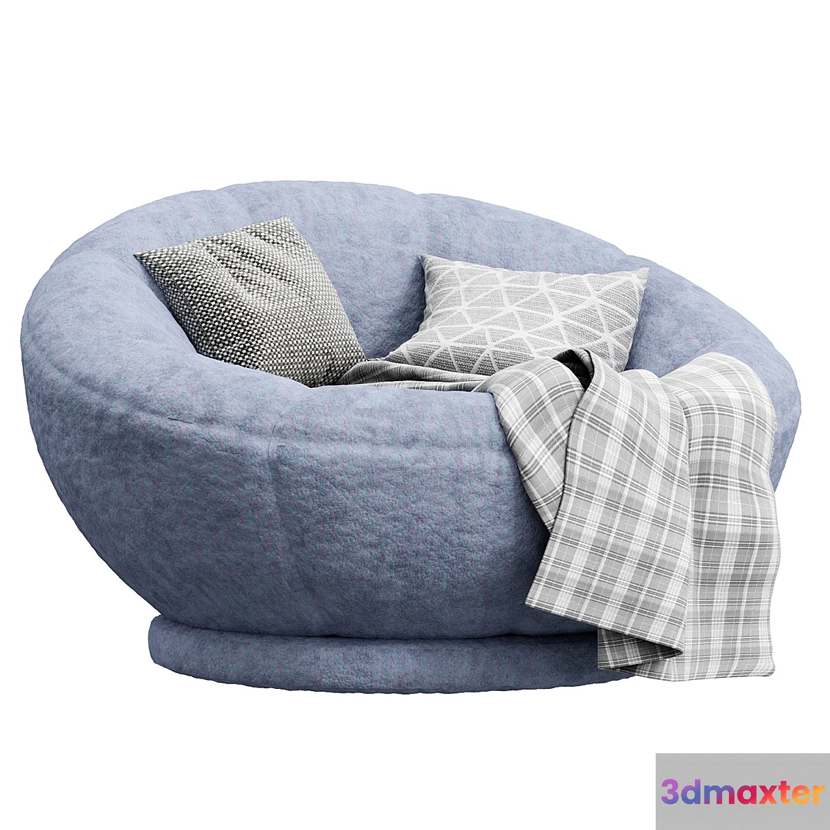 Cozy Sherpa Indigo Groovy Swivel Chair 3D Max