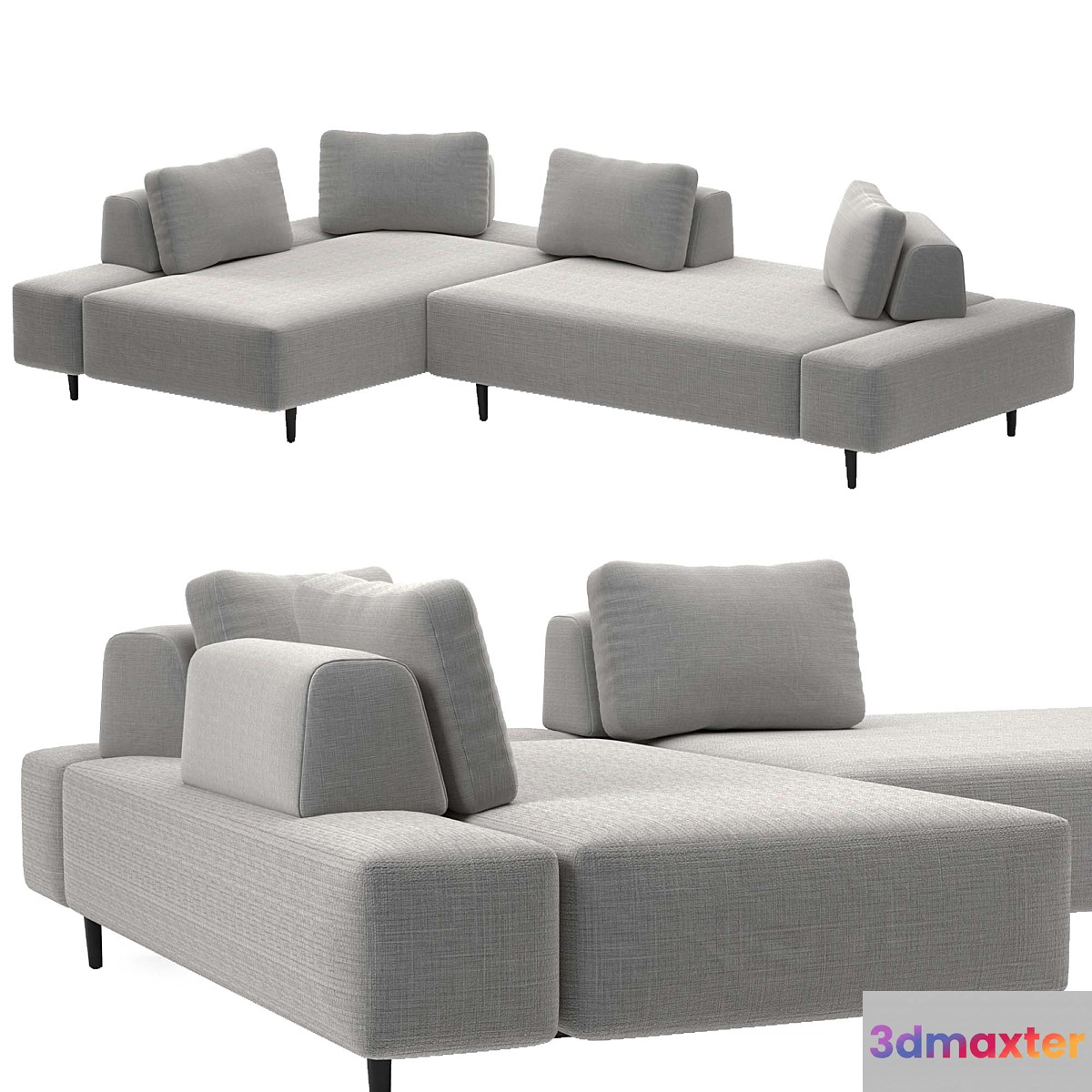 Divan mist gray left sectional sofa 3D Max