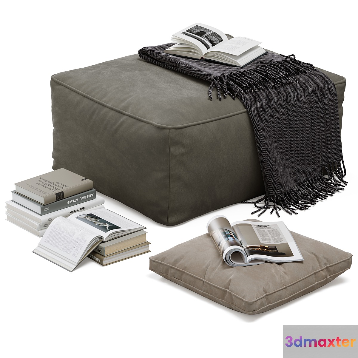 Floor decor set 001 with pouf and books - No.5