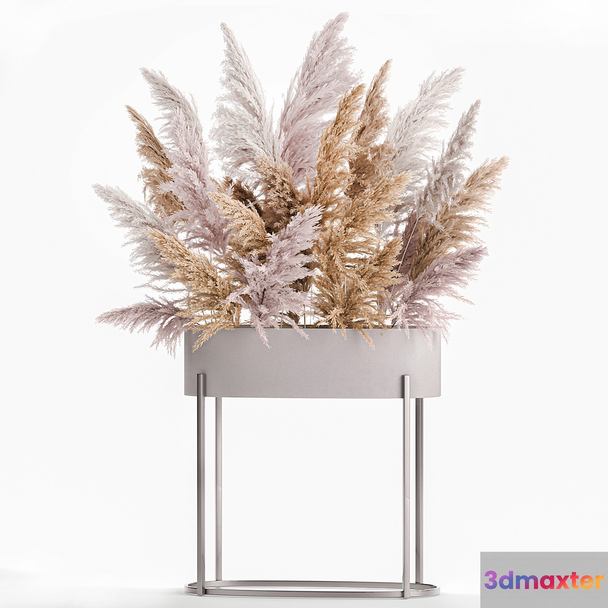 A lush bouquet of dried flowers with pink pampas grass a vase of Cortaderia branches. 190.
