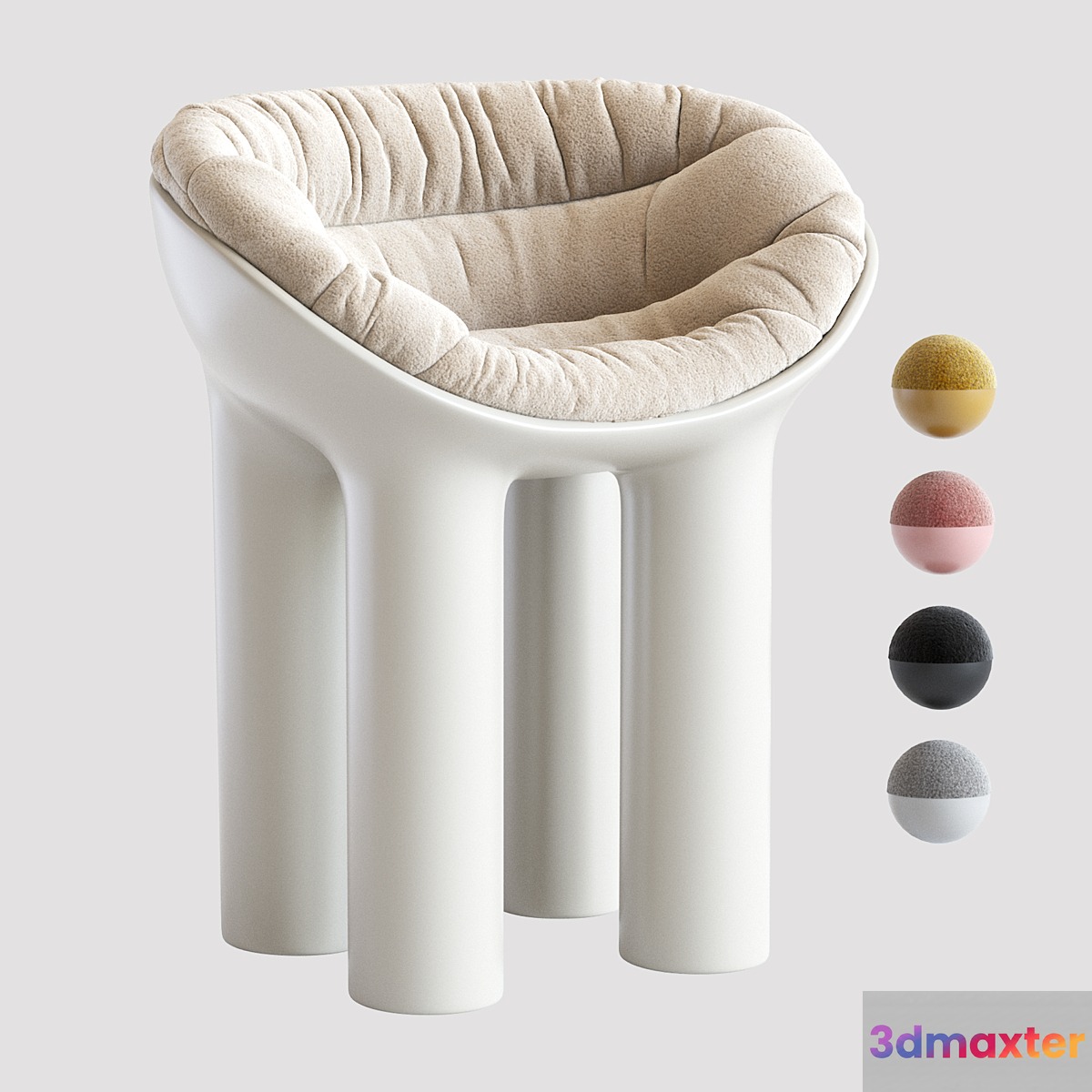Faye Toogood Roly Poly Contemporary Dining Chair in Cream Fibreglass London 3D Max