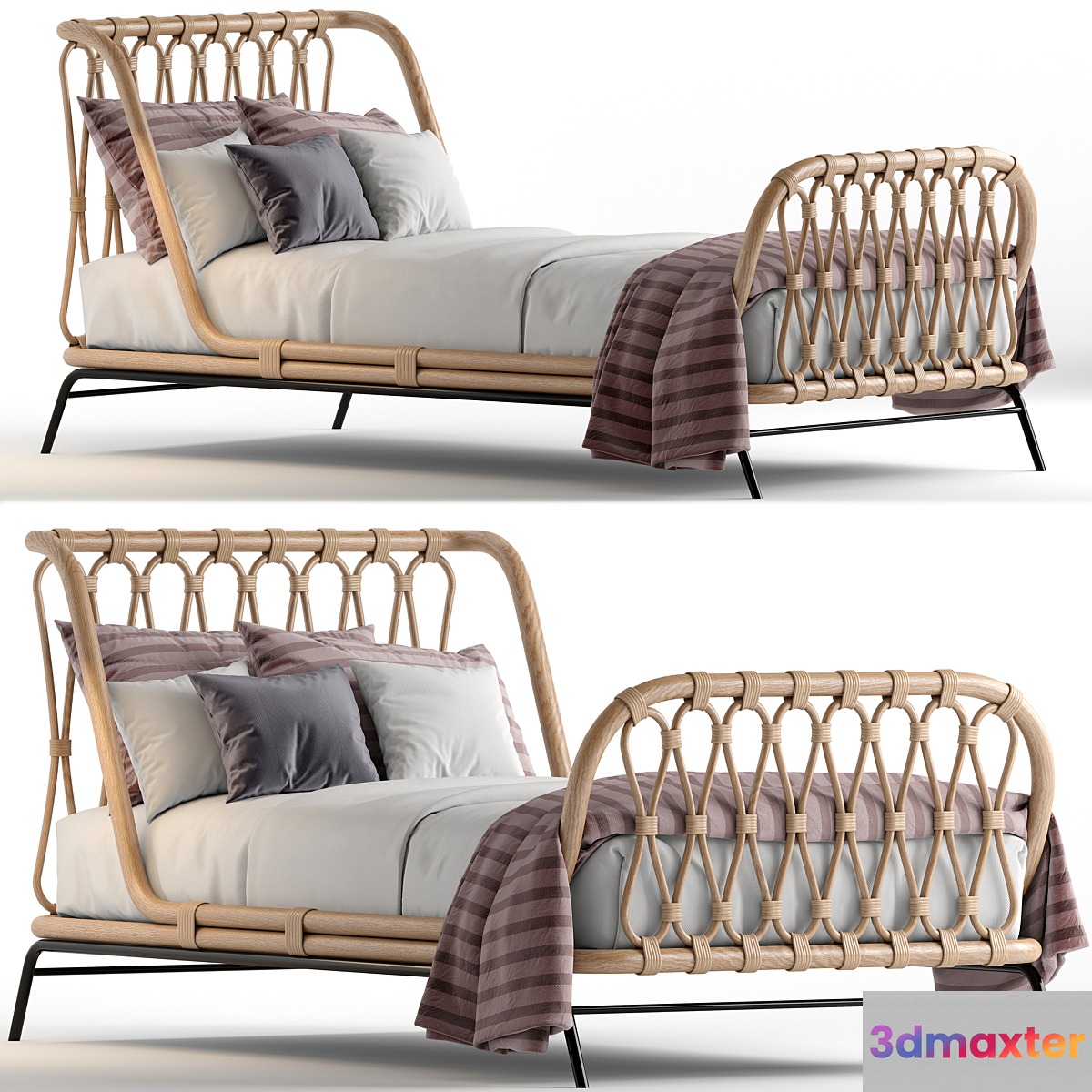 Crate & Barrel rattan kids bed 3D Max