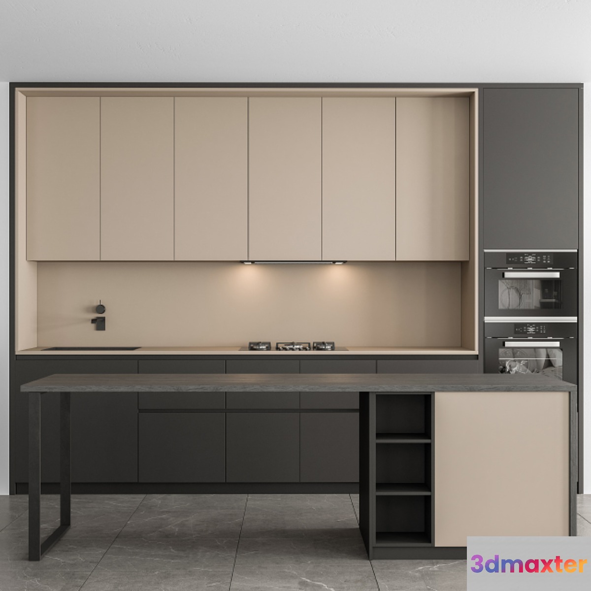 Kitchen Modern - Black and Cream Cabinets 73
