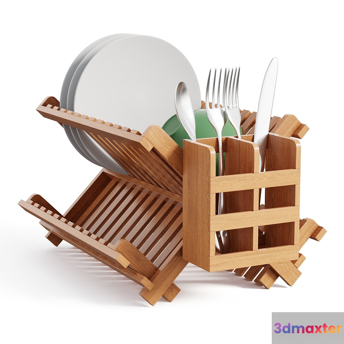 Bamboo Dish Drying Rack 3D Max